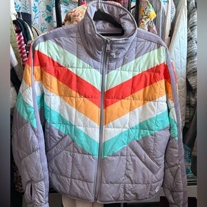 Free People Colorful Chevron Puffer Jacket $228 Retail
